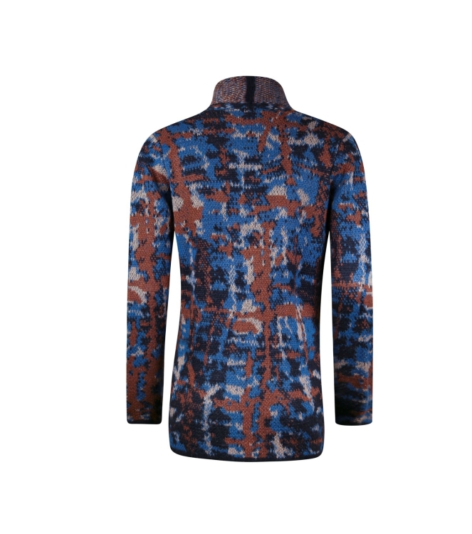 Sarto Fashion Cardigan shawlcollar p1721 mocca-navy+ mohair jacquard