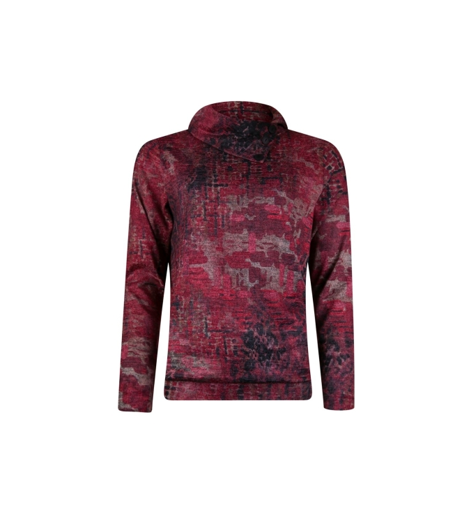 Sarto Fashion Pullover rollcollar with buttons p1830 scarlet-black+ structuremix