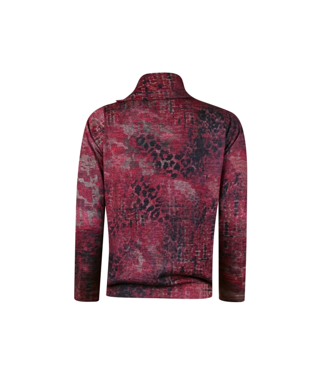Sarto Fashion Pullover rollcollar with buttons p1830 scarlet-black+ structuremix