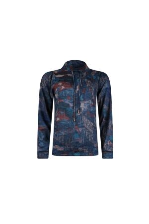 Sarto Fashion Pullover standup o-neck p1820 dutch blue-mocca+ flower mix
