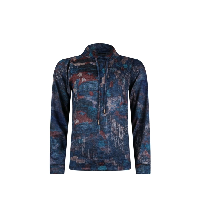 Sarto Fashion Pullover standup o-neck p1820 dutch blue-mocca+ flower mix