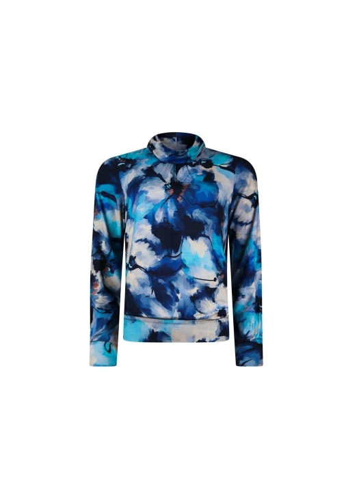 Sarto Fashion T-shirt rollcollar p1955 dutch blue-navy painted flowe