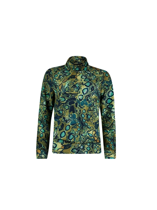 Sarto Fashion T-shirt rollcollar p1950 green snake print