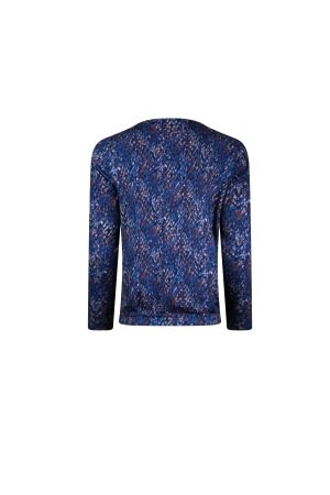 Sarto Fashion T-shirt ballet neck p1971 blue-mocca snake skin minimal