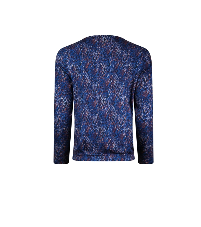 Sarto Fashion T-shirt ballet neck p1971 blue-mocca snake skin minimal