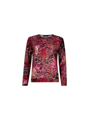 Sarto Fashion T-shirt ballet neck p1960 scarlet-black faded animal