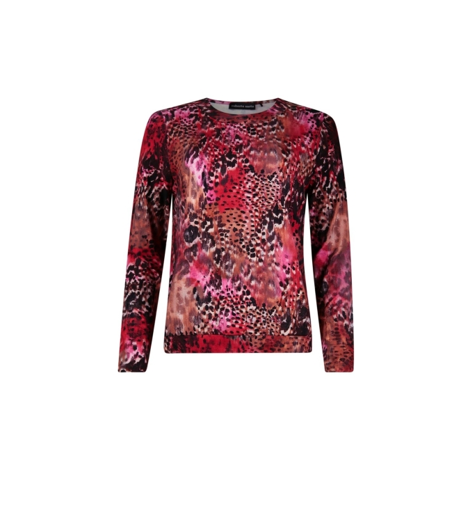 Sarto Fashion T-shirt ballet neck p1960 scarlet-black faded animal