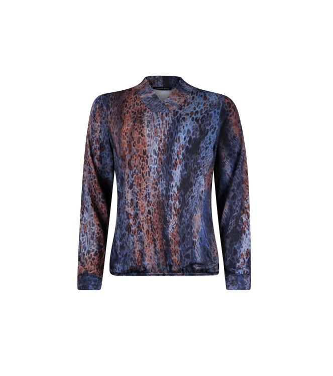 Sarto Fashion Pullover v-neck p1745 dutch blue-mocca+ animal prin