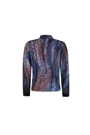 Sarto Fashion Pullover v-neck p1745 dutch blue-mocca+ animal prin