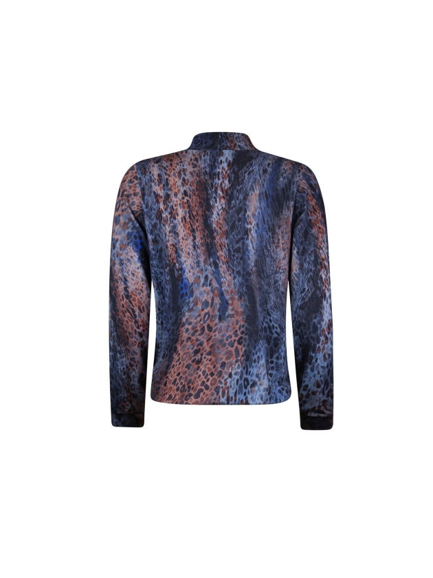 Sarto Fashion Pullover v-neck p1745 dutch blue-mocca+ animal prin