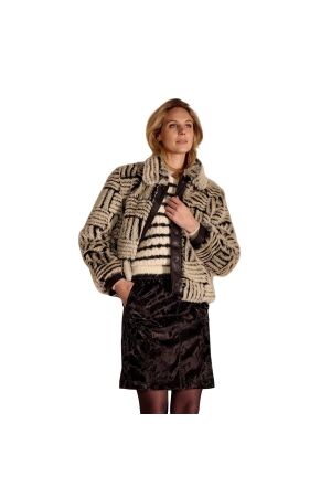 Tramontana Jacket Faux Fur PU Details 6802 Stone/black