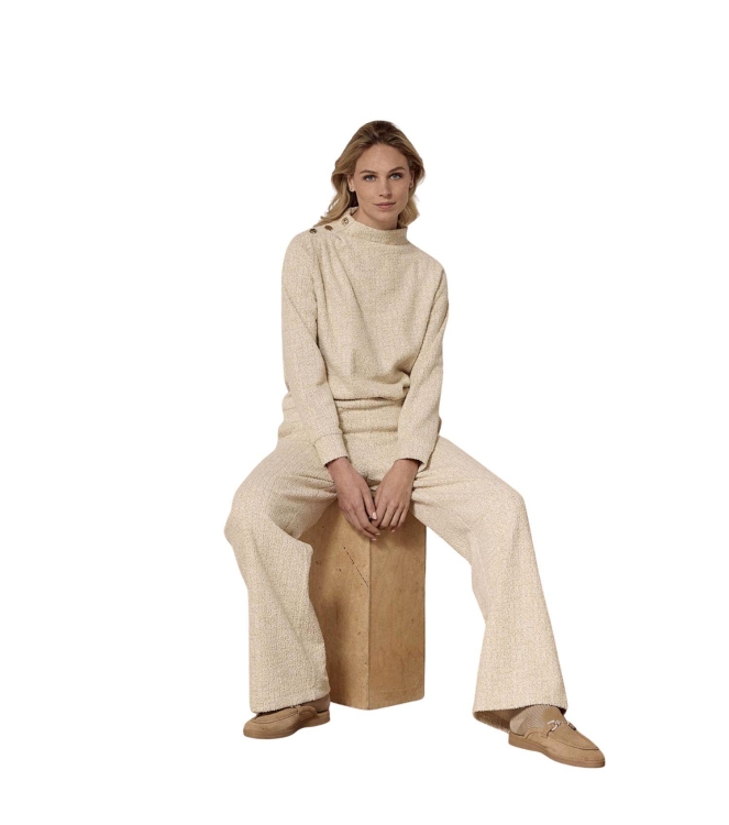 Tramontana Lurex Boucl Jumper Button Details 6801 Stone mel