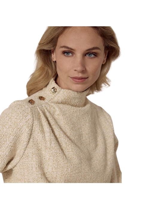 Tramontana Lurex Boucl Jumper Button Details 6801 Stone mel