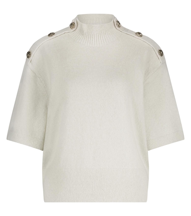 Tramontana Short-Sleeve Jumper Button Detail 6801 Stone mel