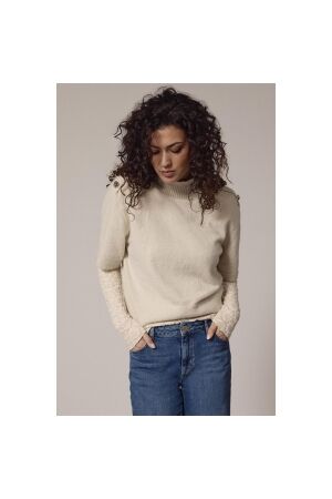 Tramontana Short-Sleeve Jumper Button Detail 6801 Stone mel