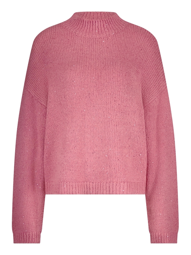 Tramontana Turtle-Neck Lurex Jumper 4510 Rosewood