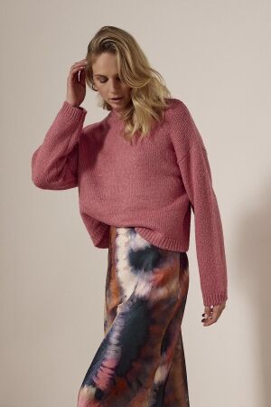 Tramontana Turtle-Neck Lurex Jumper 4510 Rosewood