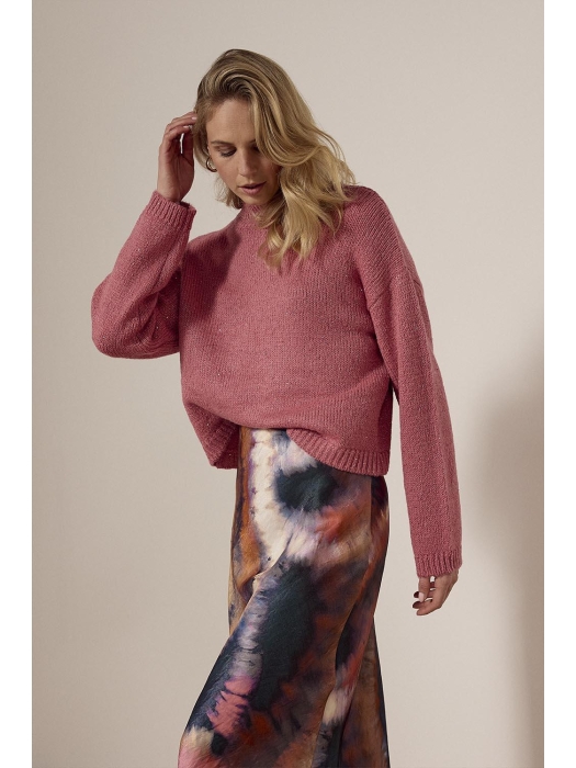 Tramontana Turtle-Neck Lurex Jumper 4510 Rosewood