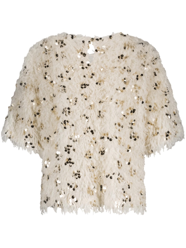 Tramontana Feathered Sequin Top 6800 Stone