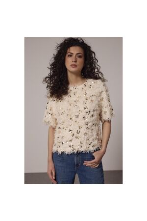 Tramontana Feathered Sequin Top 6800 Stone