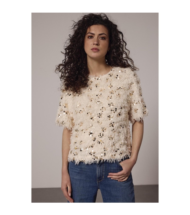 Tramontana Feathered Sequin Top 6800 Stone