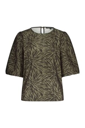 Tramontana Puff-Sleeve Top Sparkling Pattern 9000 Black