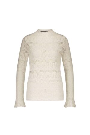 Tramontana Flared-Sleeve Brushed Lace Top 6800 Stone