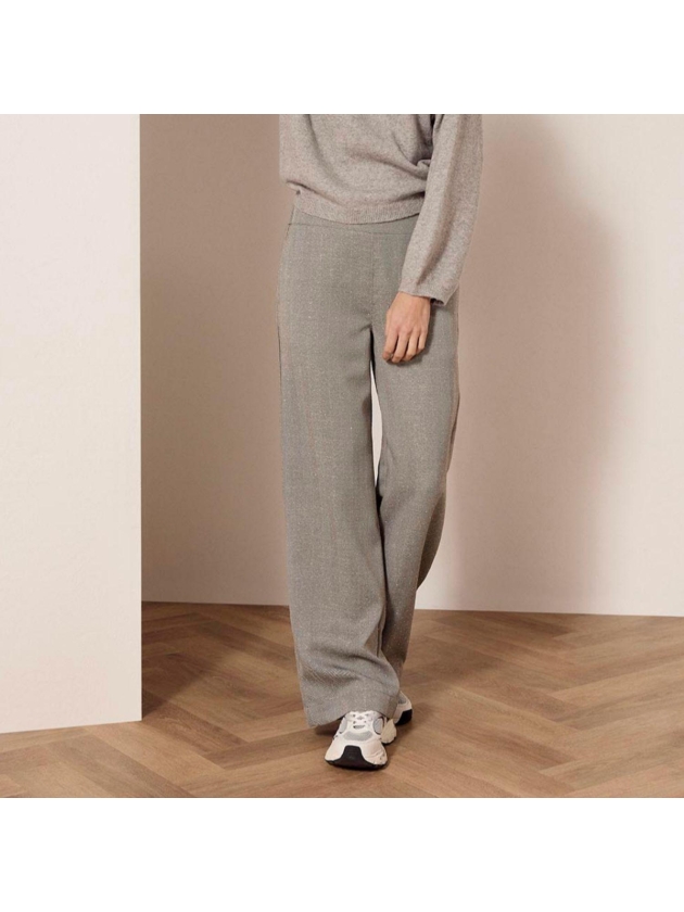 Tramontana Wide-Leg Trousers Fancy Herringbone 7021 mid grey mel
