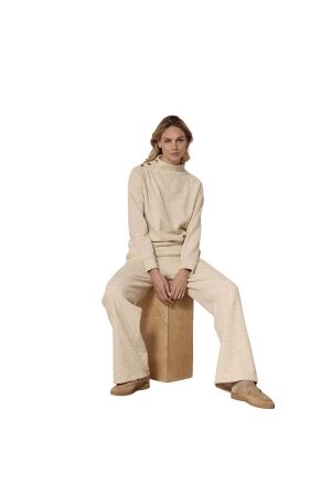 Tramontana Lurex Boucl Wide-Leg Trousers 6801 Stone mel