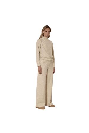 Tramontana Lurex Boucl Wide-Leg Trousers 6801 Stone mel