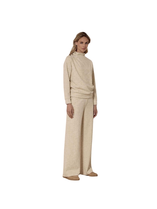 Tramontana Lurex Boucl Wide-Leg Trousers 6801 Stone mel