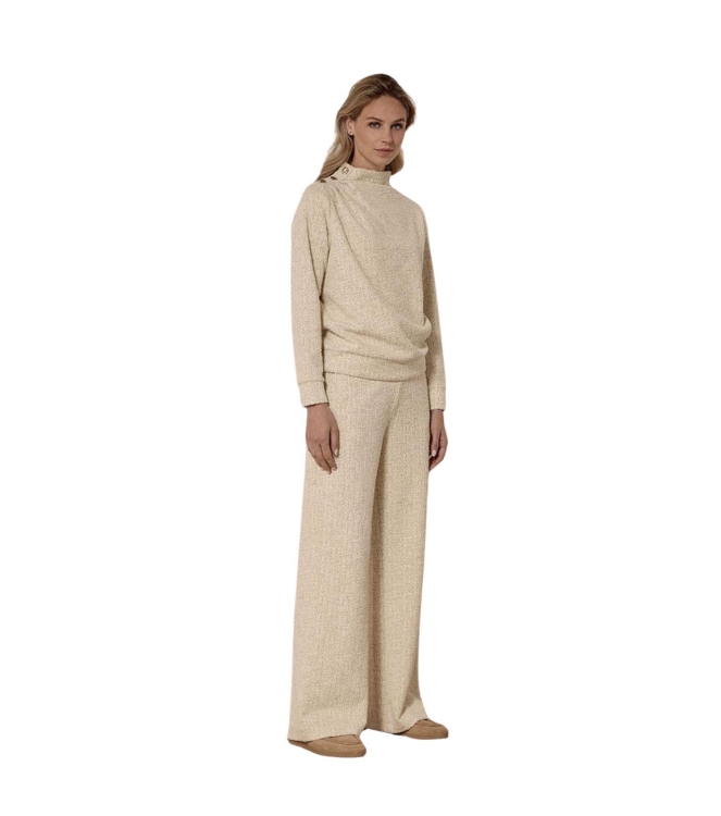 Tramontana Lurex Boucl Wide-Leg Trousers 6801 Stone mel