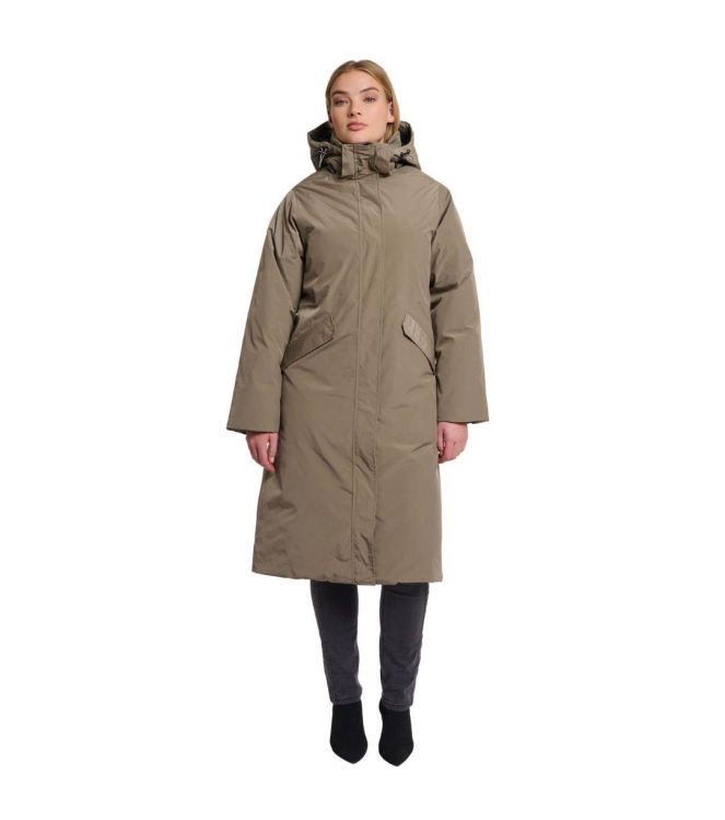 Rino en Pelle Padded coat with detachable hood 10870 pebble