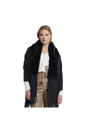 Rino en Pelle Cape with fur details 9900 black