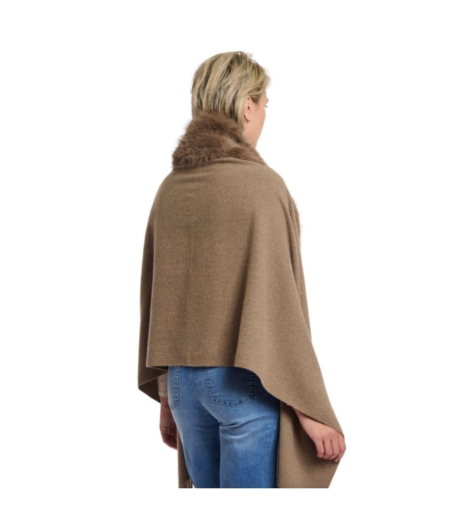 Rino en Pelle Cape with fur details 10868 toffee