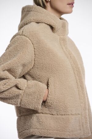 Rino en Pelle Hooded faux shearling jacket 10866 oat
