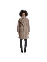 Rino en Pelle Single breasted faux fur coat with detachable coll 10868 toffee