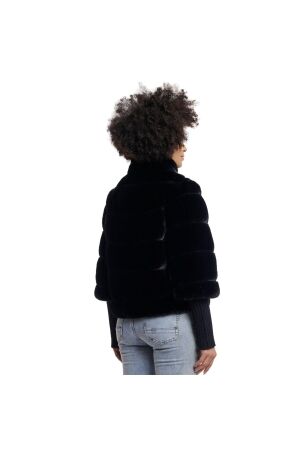 Rino en Pelle Faux fur jacket with knitted sleeves 9900 black