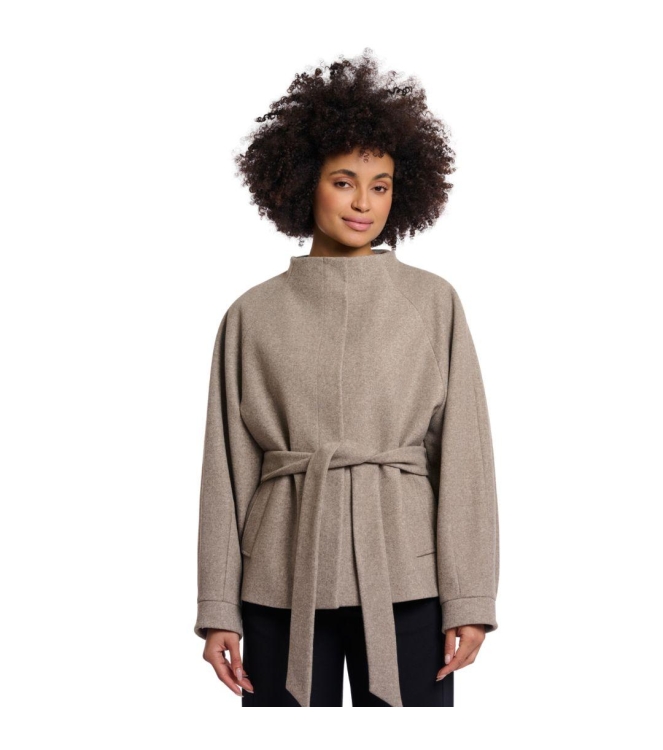 Rino en Pelle Short coat with collar 10904 toffee melange