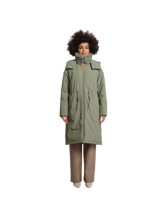 Rino en Pelle Outdoor jacket with detachable faux fur collar 10867 green ash