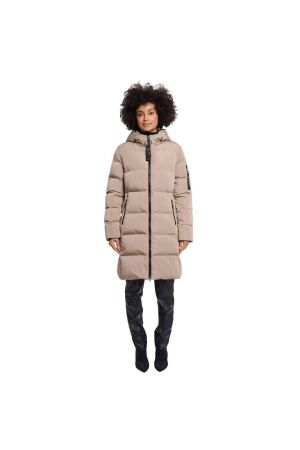 Rino en Pelle Long padded hooded coat 10868 toffee