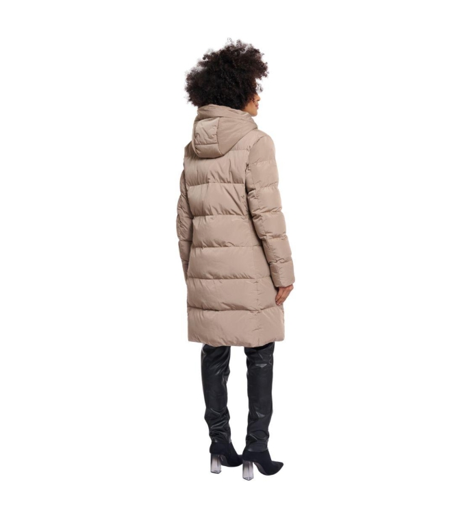 Rino en Pelle Long padded hooded coat 10868 toffee