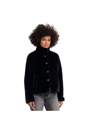 Rino en Pelle Single breasted fake fur jacket 9900 black