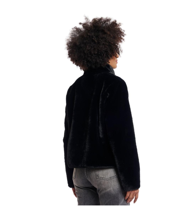 Rino en Pelle Single breasted fake fur jacket 9900 black
