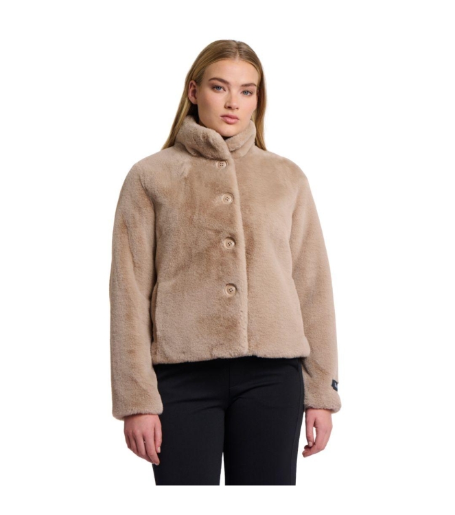 Rino en Pelle Single breasted fake fur jacket 10866 oat
