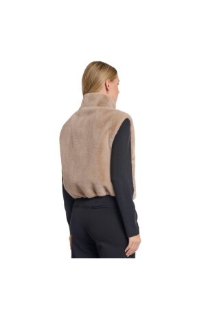 Rino en Pelle Short faux fur waistcoat 10866 oat
