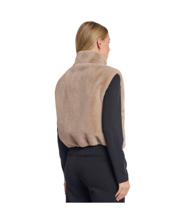 Rino en Pelle Short faux fur waistcoat 10866 oat