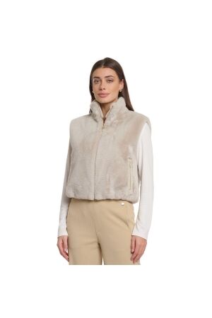 Rino en Pelle Short faux fur waistcoat 9030 birch