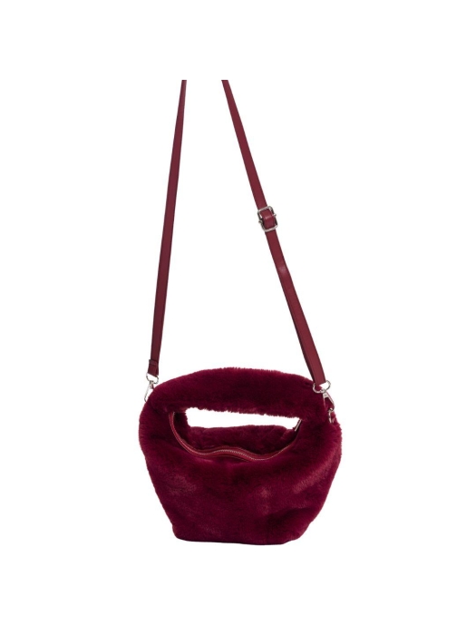Rino en Pelle Small faux fur crossbody bag 10881 sugar plum