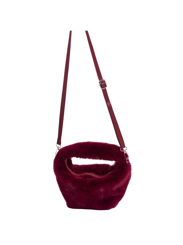 Rino en Pelle Small faux fur crossbody bag 10881 sugar plum